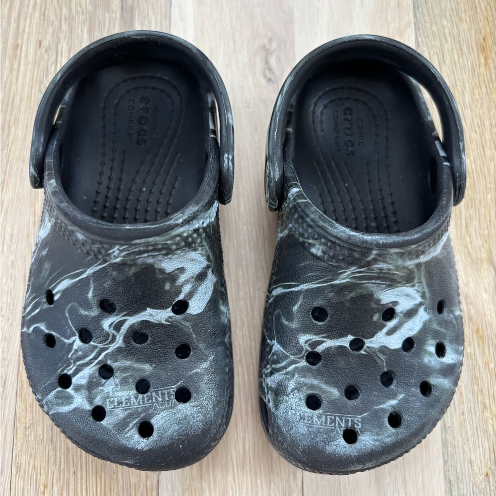 CROCS Toddler Black & White Marbled Clogs